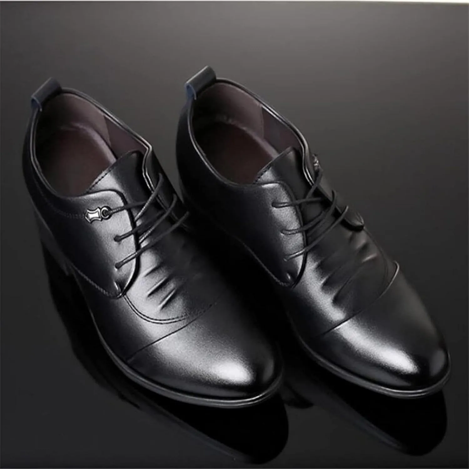 Formal Business Shoes, Men's Gentlemen Pointed Wedding Shoes, Classic Leather Shoes, Spring Casual Low Top, Low Heel Office Shoes