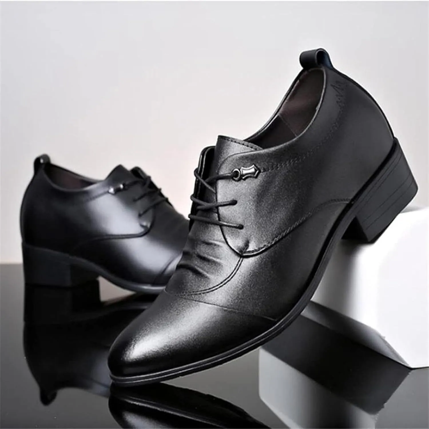 Formal Business Shoes, Men's Gentlemen Pointed Wedding Shoes, Classic Leather Shoes, Spring Casual Low Top, Low Heel Office Shoes