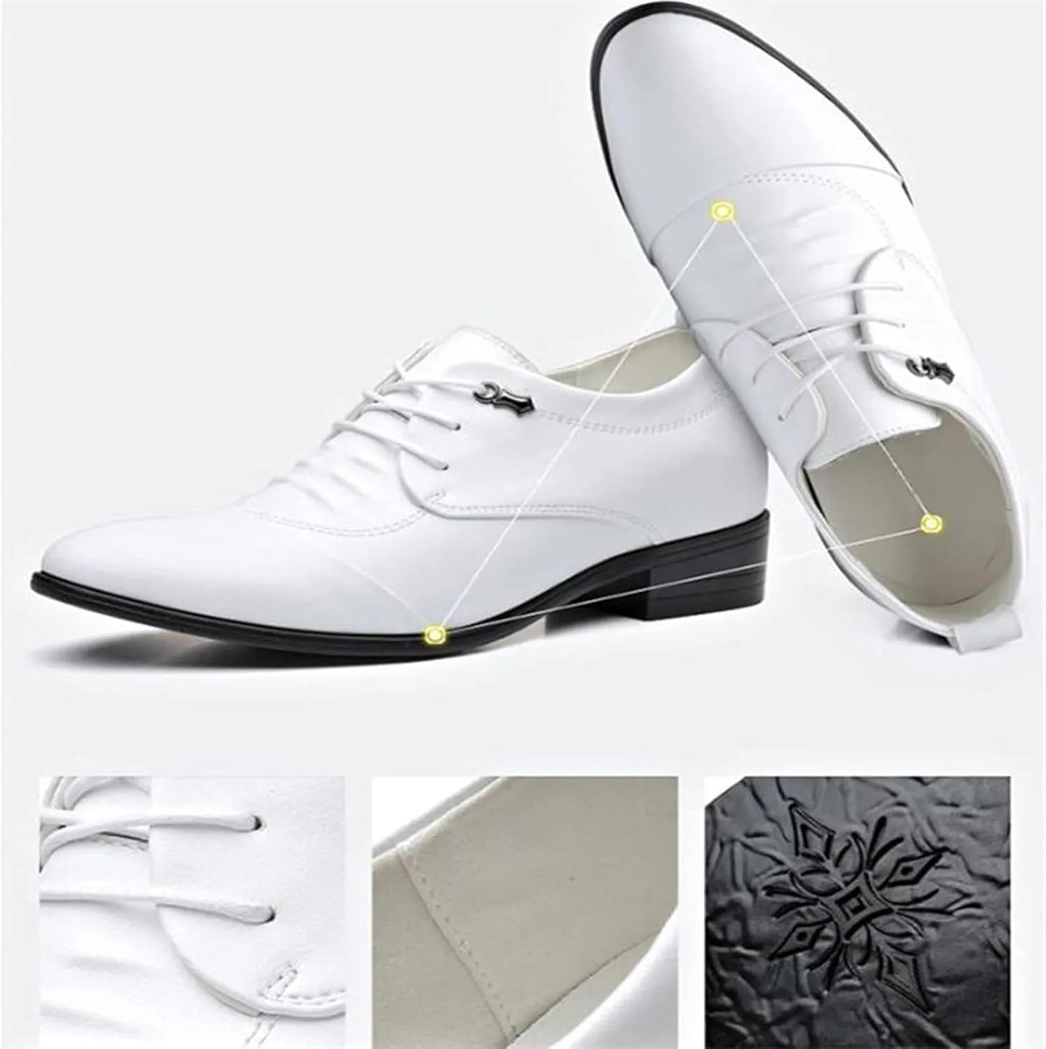 Formal Business Shoes, Men's Gentlemen Pointed Wedding Shoes, Classic Leather Shoes, Spring Casual Low Top, Low Heel Office Shoes