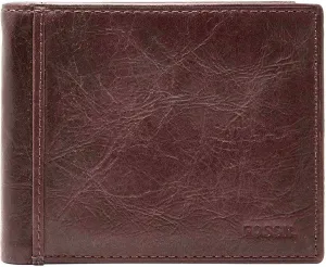 Fossil Men's Leather Bifold Wallet with Flip ID Window for Men