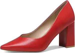 FOWT Women Classic Pointed Toe Pumps Slip on Chunky Block High Heels Office Ladies Formal Wear Event Shoes Size 4-15 US