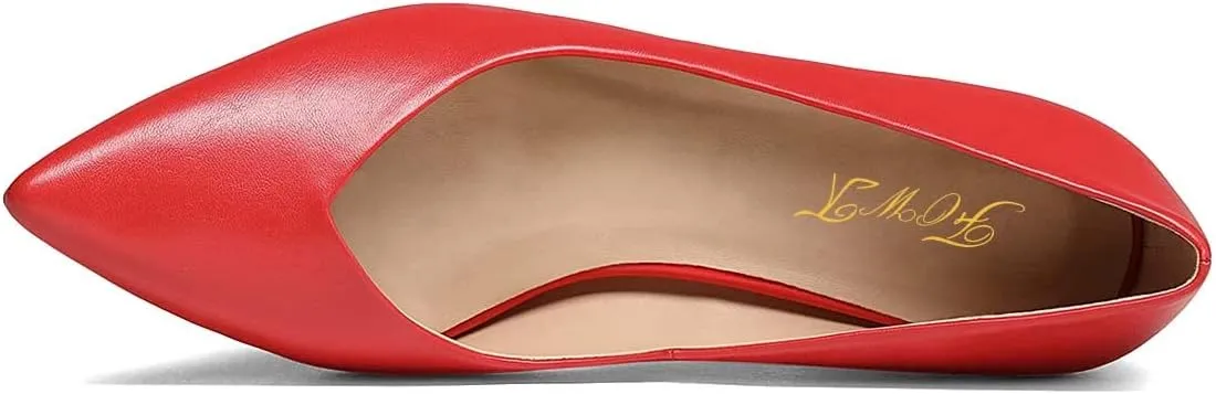 FOWT Women Classic Pointed Toe Pumps Slip on Chunky Block High Heels Office Ladies Formal Wear Event Shoes Size 4-15 US