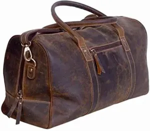 FR Fashion Co. 20" Men's Vintage Distressed Buffalo Leather Duffle Bag