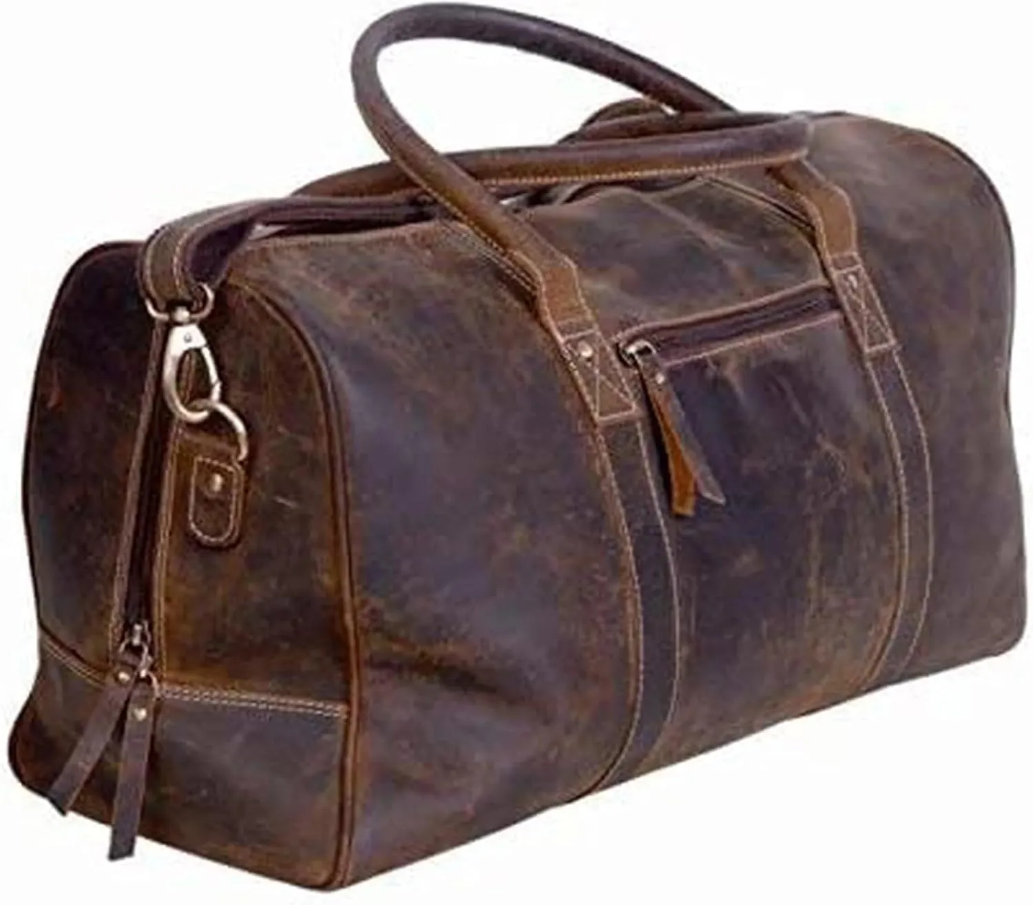 FR Fashion Co. 20" Men's Vintage Distressed Buffalo Leather Duffle Bag
