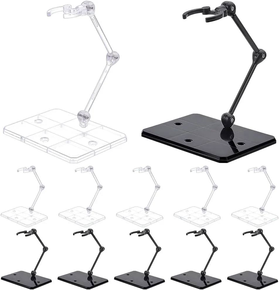 FREEBLOSS 12Pcs Assembly Action Figure Display Holder Base Doll Model Support Stand Compatible Black&Transparent Stands for Action Figures Doll Display Holder Action Figure Effects