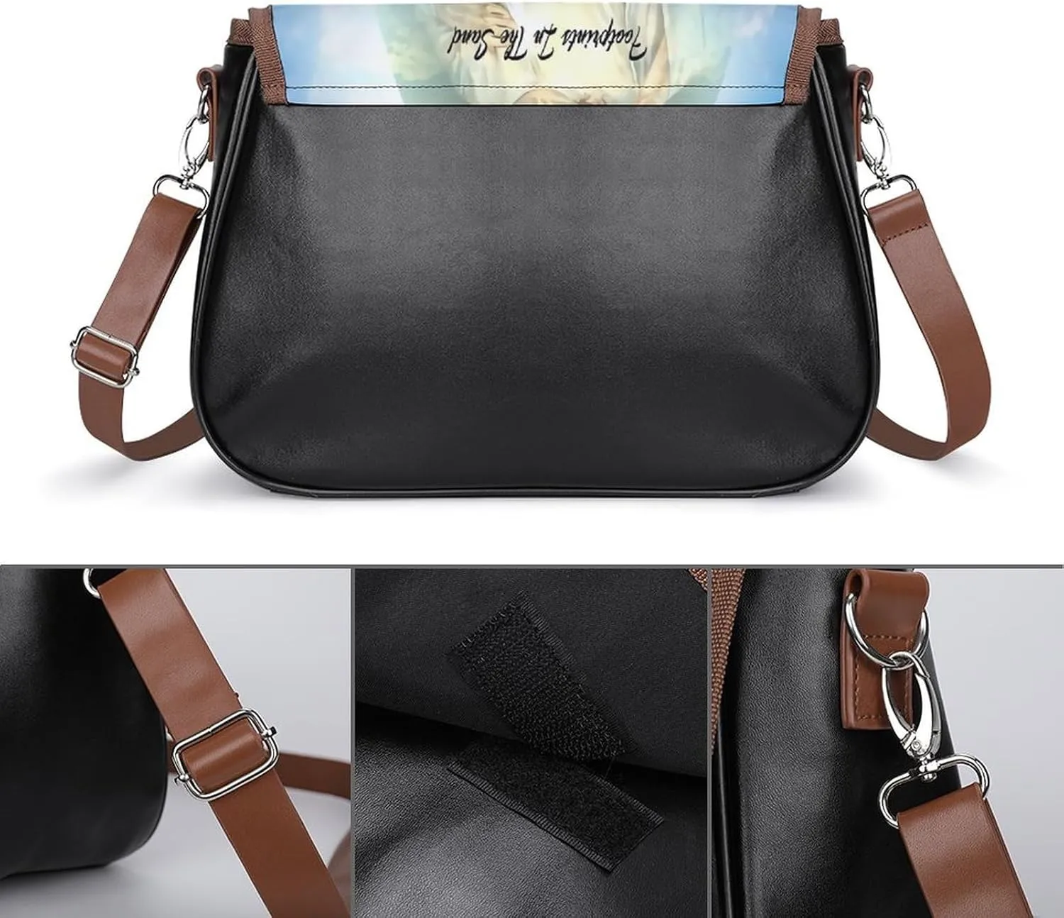 French Engraved Floral Toile Leather Shoulder Bag with Detachable Shoulder Strap Versatile for Daily Use