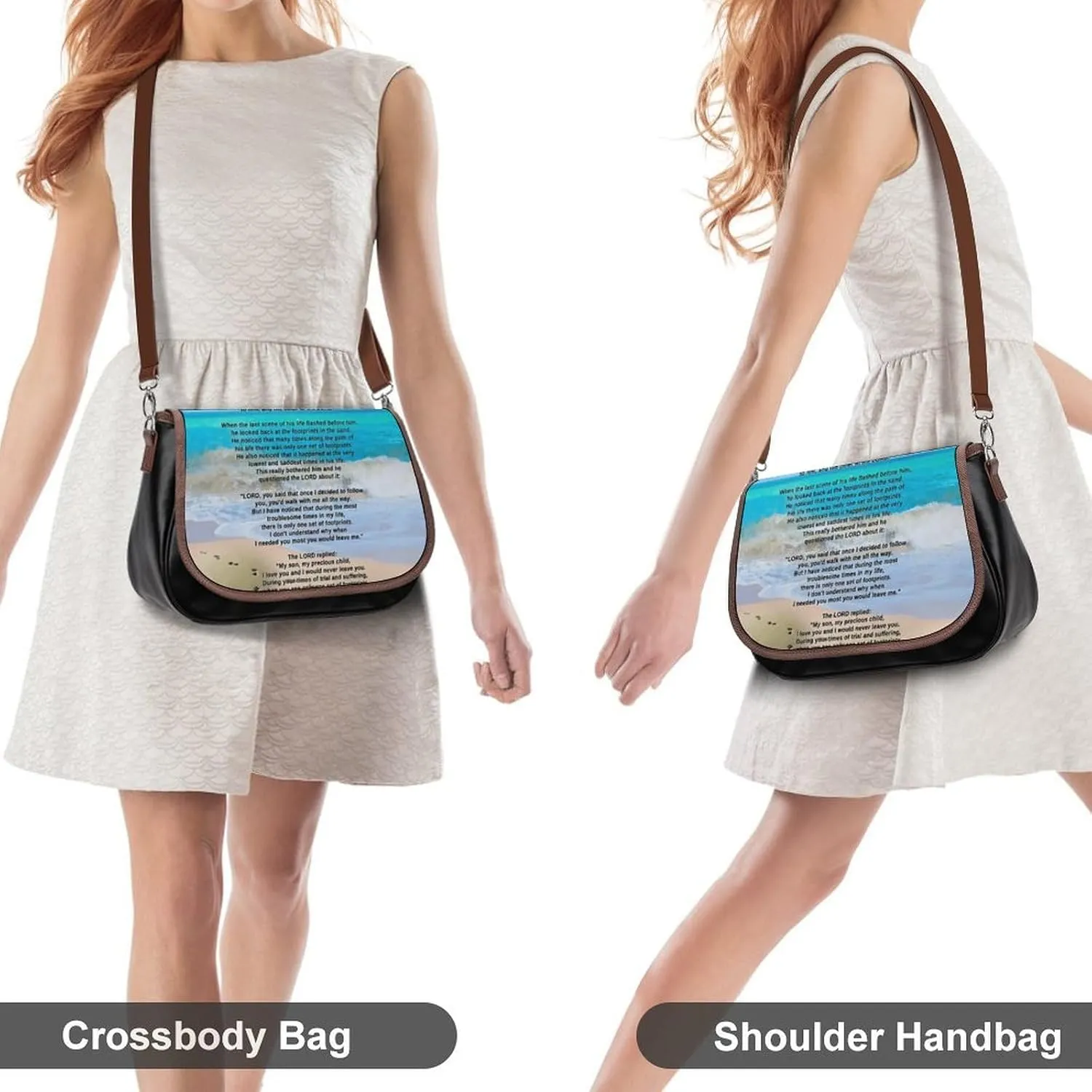 French Engraved Floral Toile Leather Shoulder Bag with Detachable Shoulder Strap Versatile for Daily Use