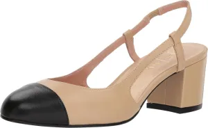 French Sole Women's Baton Leather Heels with Elastic Strap, Crafted in Spain