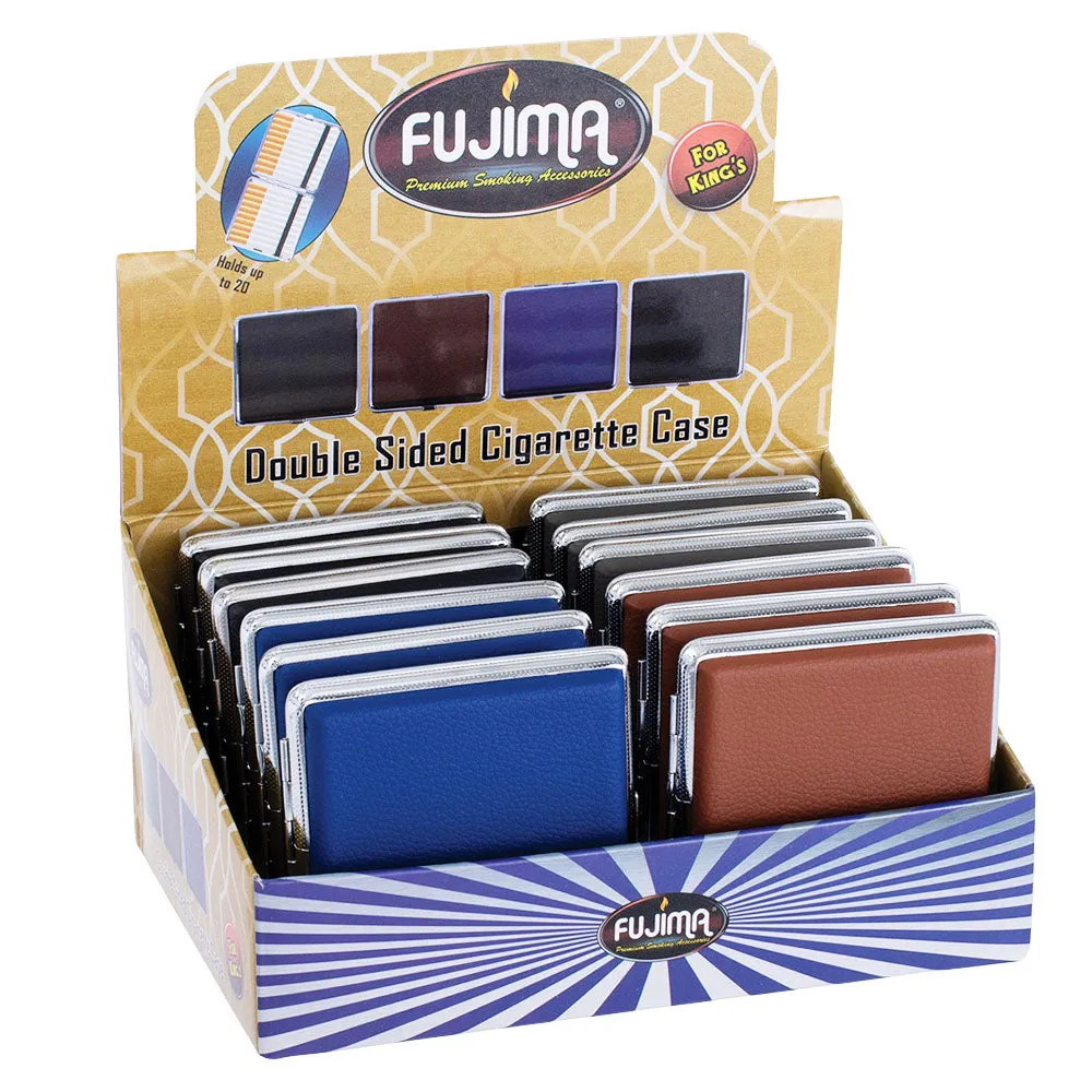 Fujima Faux Leather Cigarette Case | King Size | Asst Clrs | 12pc Display