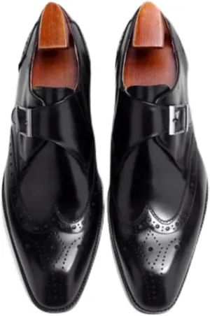 Full Grain Leather Men’s Monk Strap Dress Shoes – Semi Square Toe, Patina Finishing, Leather Insole, Solid Rubber Sole – Comfortable & Durable Formal Shoes, US Sizes 7-11