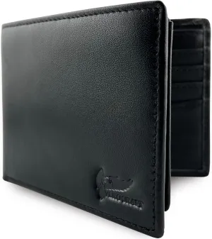 Full Grain Leather Wallet for Men - Mens Bifold Wallet RFID Blocking with Extra Capacity 10 Cards Slots with 2 ID Windows - Minimalist Mens Billfold Wallet - Mens Slim Wallet with Gift Box - Black