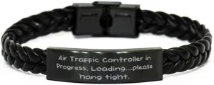 Funny Air traffic controller Gifts, Air..., Brilliant Braided Leather Bracelet For Men Women, Engraved Bracelet From Coworkers, Aviation gifts, Air traffic control gifts, Gifts for pilots, Gifts for