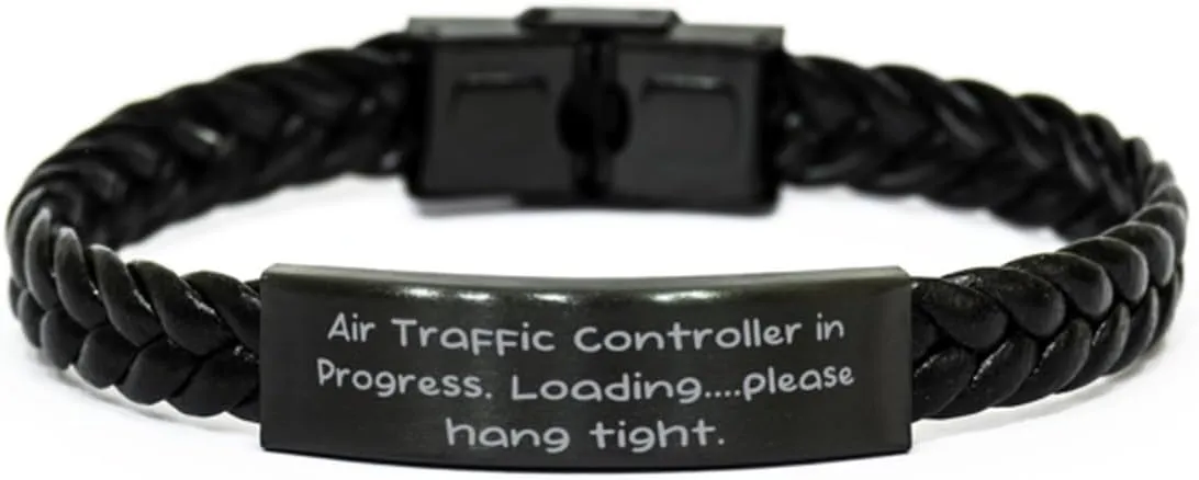 Funny Air traffic controller Gifts, Air..., Brilliant Braided Leather Bracelet For Men Women, Engraved Bracelet From Coworkers, Aviation gifts, Air traffic control gifts, Gifts for pilots, Gifts for