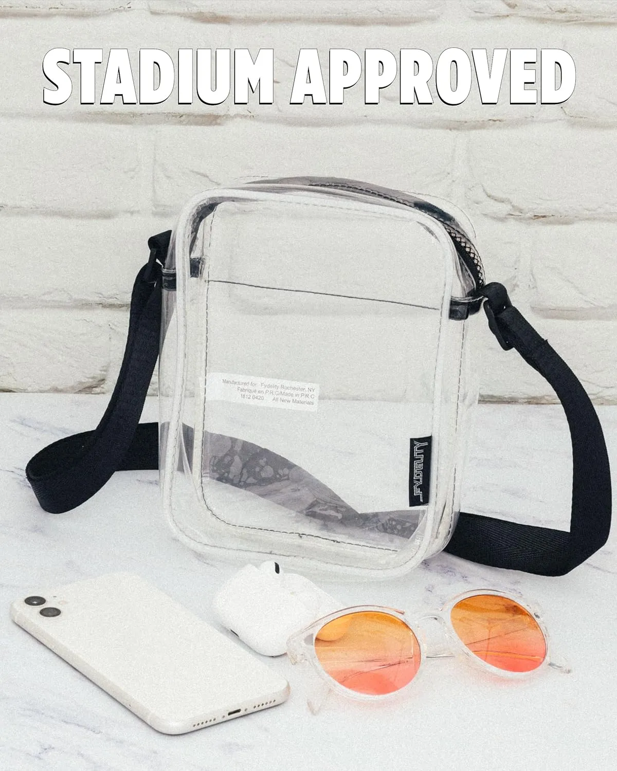 Fydelity- Cute Clear Concert Bags for Women, Small Clear Bag for Stadium Events or Festival Shoulder Bag | Transparent Clear Crossbody Bag Stadium Approved Clear Purse | Bolso Transparente Para Mujer