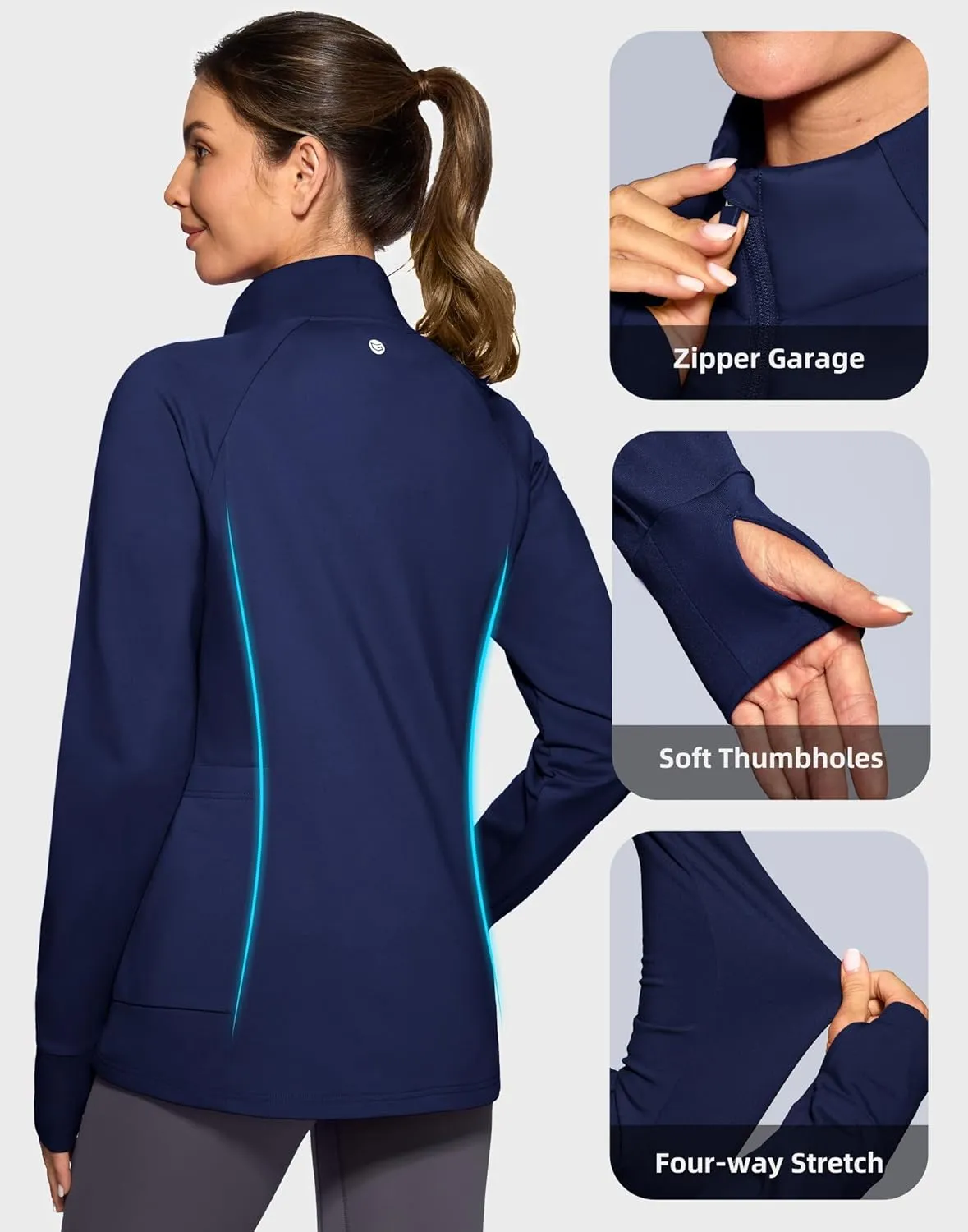 G Gradual Women's Running Fleece Lined Jackets 6 Pockets Lightweight Water Resistant Puffer Jacket for Hiking Travel