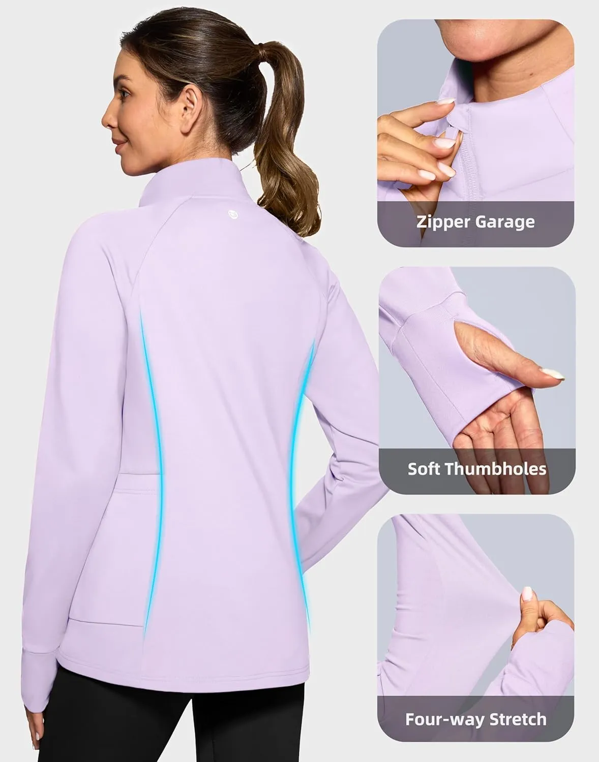 G Gradual Women's Running Fleece Lined Jackets 6 Pockets Lightweight Water Resistant Puffer Jacket for Hiking Travel