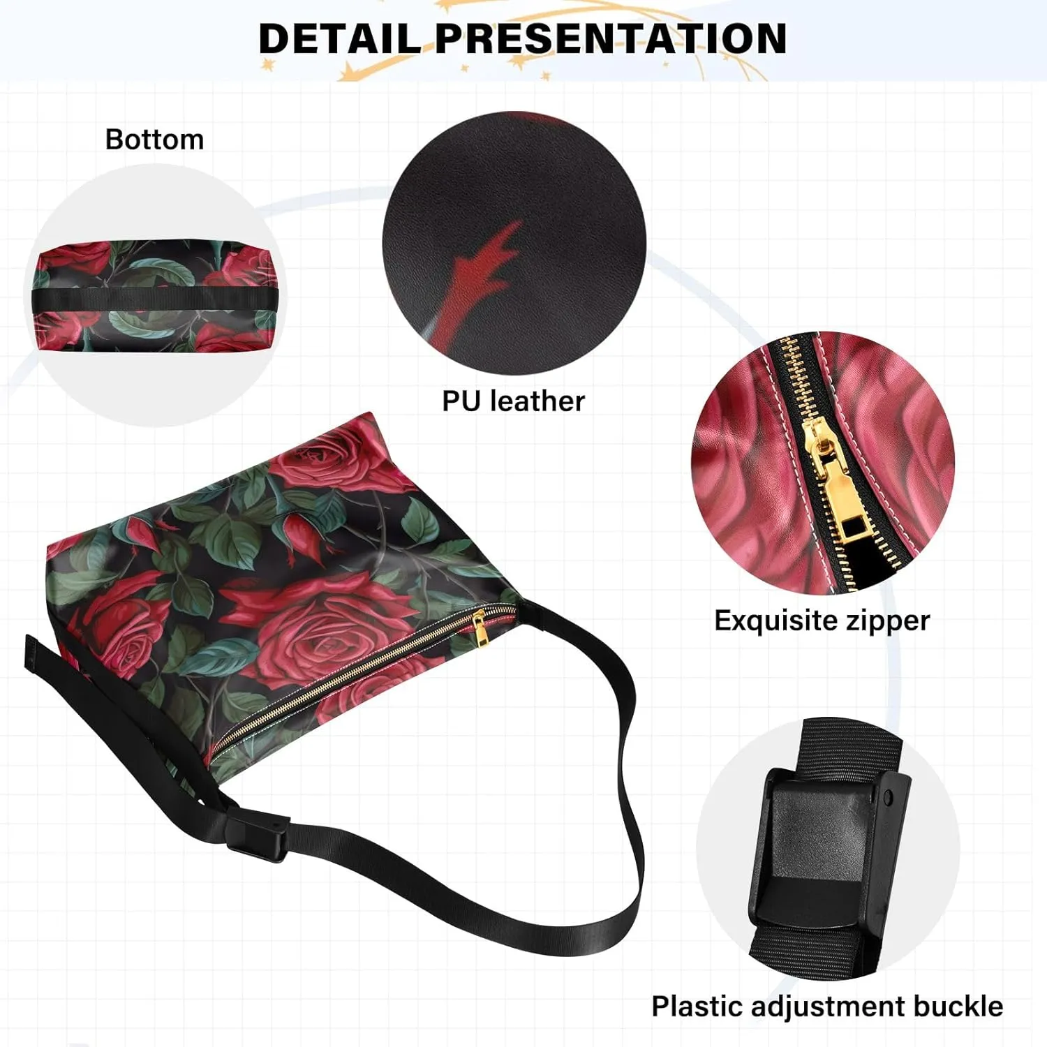GAIGEO a of Sea Shells and Starfish Lightweight Leather Shoulder Bag, Men's Leather Crossbody Bag, Large Crossbody Bag