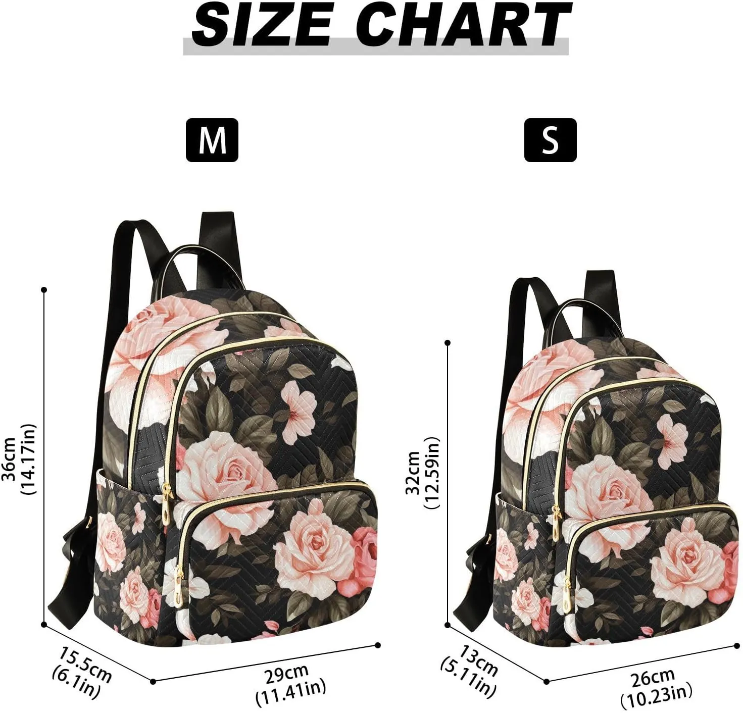 GAIGEO Floral Watercolor with Roses Womens Fashion Backpack, Women's Travel Backpack, Purse Backpack for Women, S