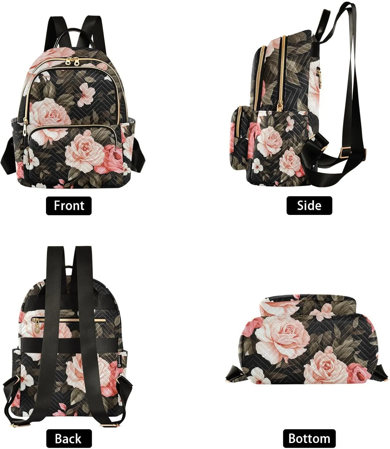 GAIGEO Floral Watercolor with Roses Womens Fashion Backpack, Women's Travel Backpack, Purse Backpack for Women, S