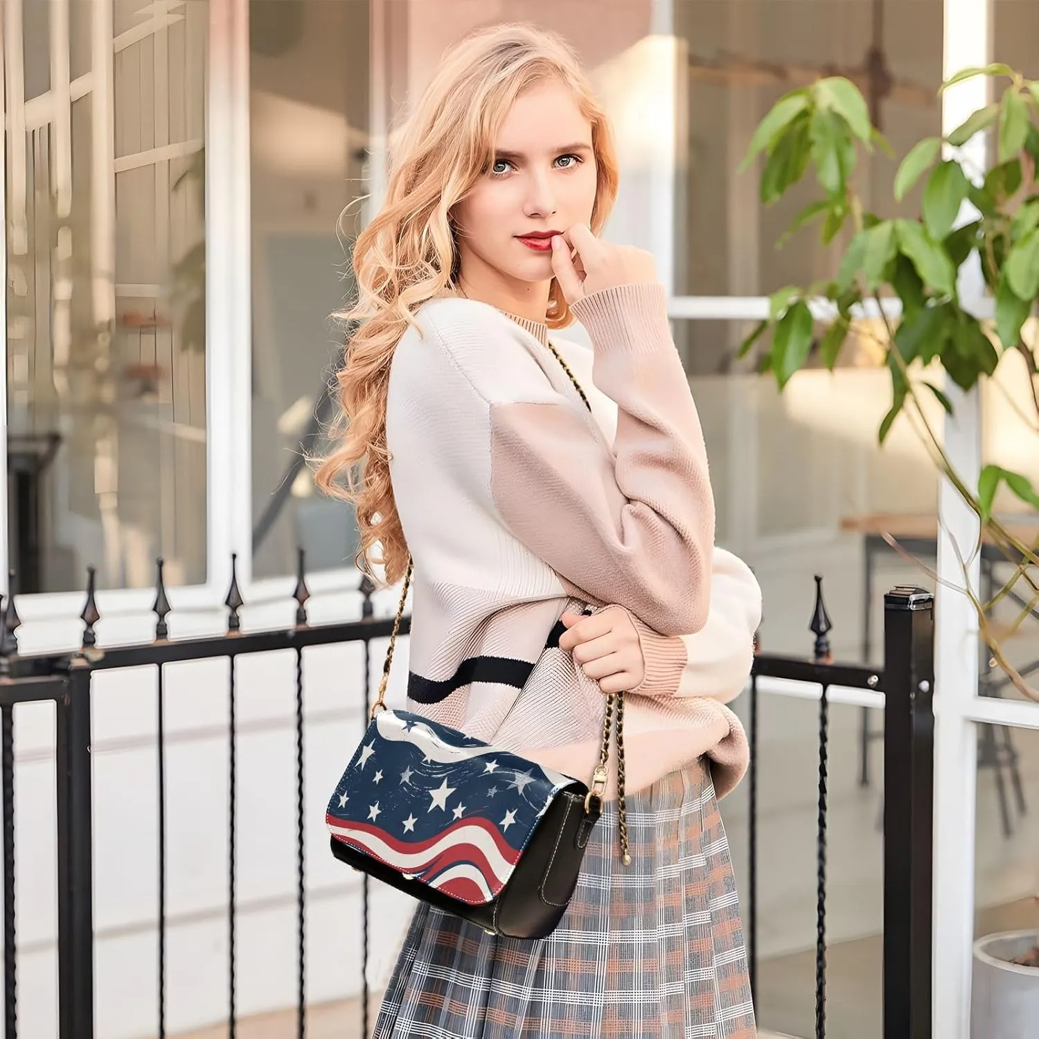 GAIGEO Mardi Gras Pattern Crossbody Leather Bags for Women, Leather Crossbody Bag, Womens Leather Crossbody Bags