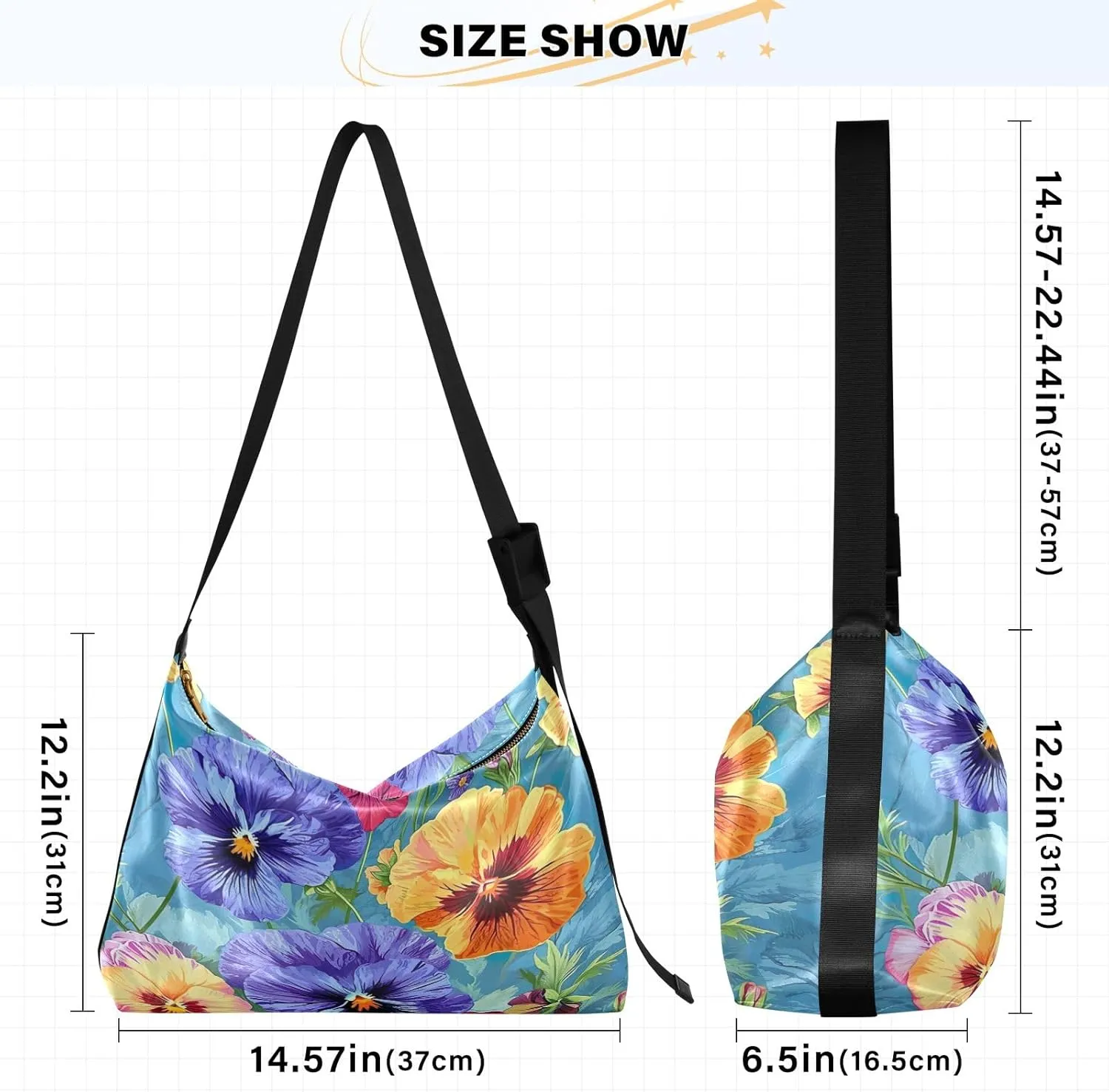 GAIGEO Watercolor Pansies and Flowers Leather Crossbody Bag, Crossbody Bag Leather Wide Strap, Leather Sling Bag Men