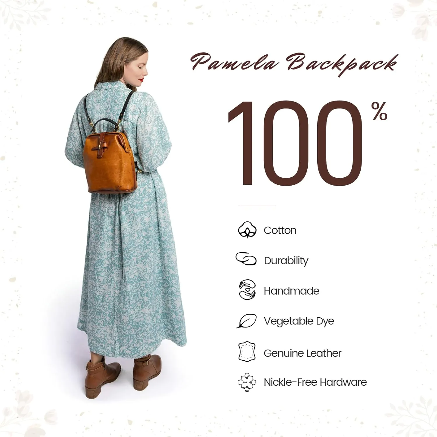 Genuine Leather Backpack Purse for Women Convertible Shoulder Bag Fashion Casual Backpack Ladies Leather Shoulderbag (Chestnut Ombre)