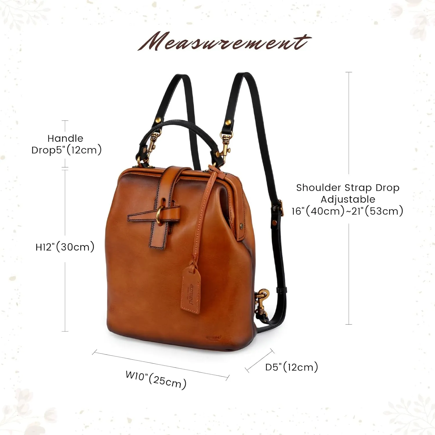 Genuine Leather Backpack Purse for Women Convertible Shoulder Bag Fashion Casual Backpack Ladies Leather Shoulderbag (Chestnut Ombre)