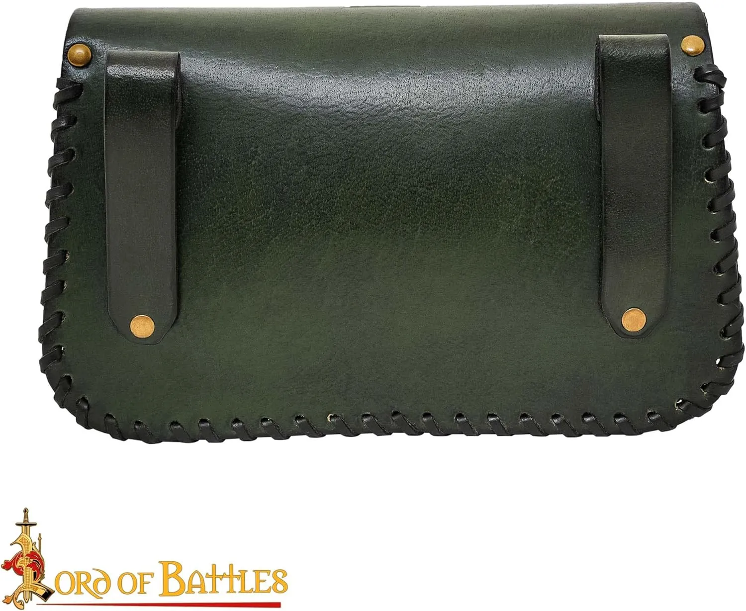 Genuine Leather Bag Celtic Cross Design Belt Pouch Costume Accessories Viking Belt Coin Bag for Larp, Ren Faire, Halloween (Green)