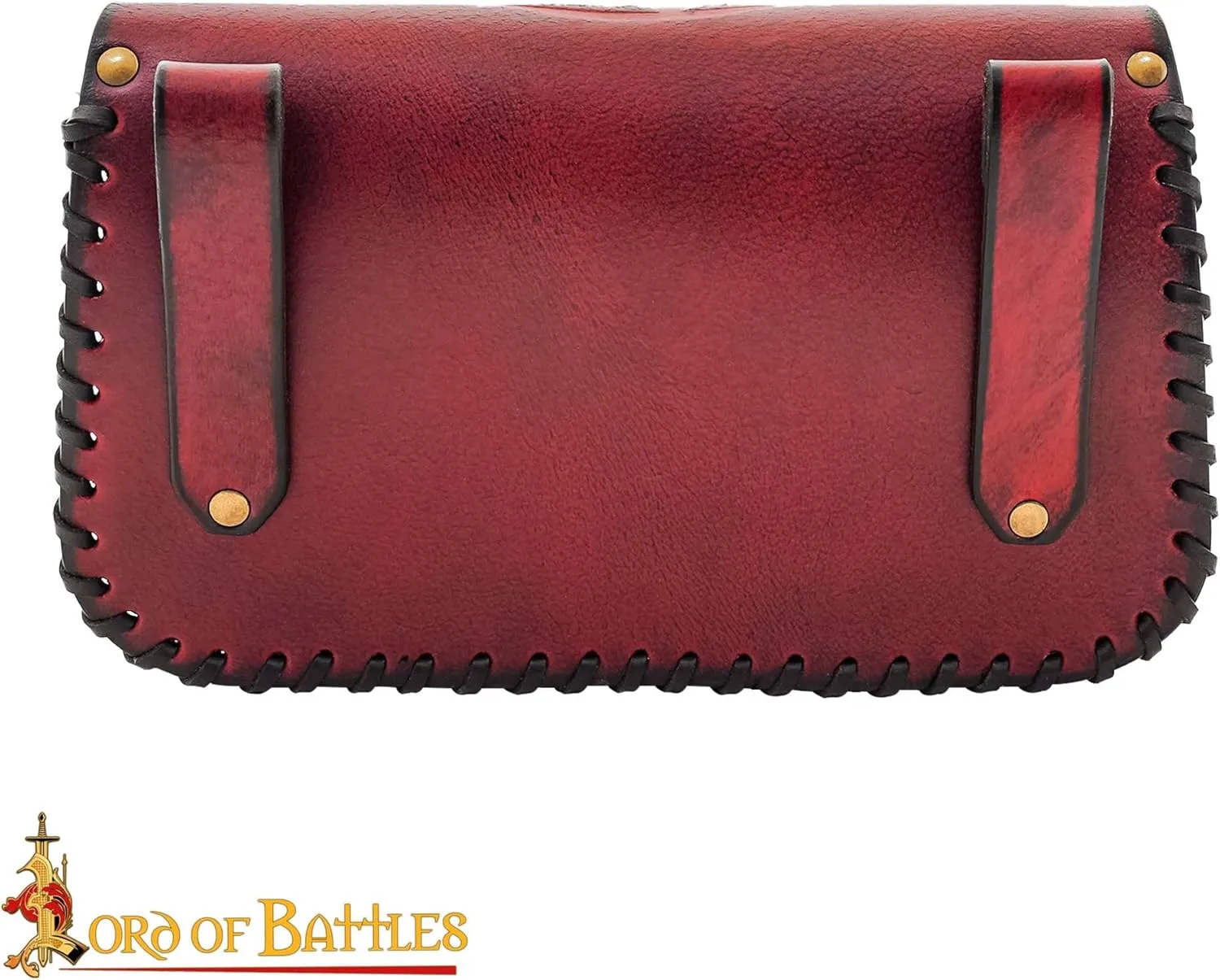 Genuine Leather Bag Viking Valknut Style Waist Bag Costume Accessories Pouch Viking Coin Bag for Larp, Ren Faire, Halloween (Maroon)