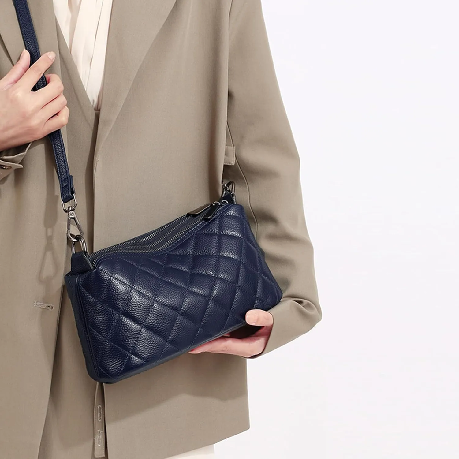 Genuine Leather Crossbody Purses for Women Small Shoulder Handbags Quilted Hobo Bags