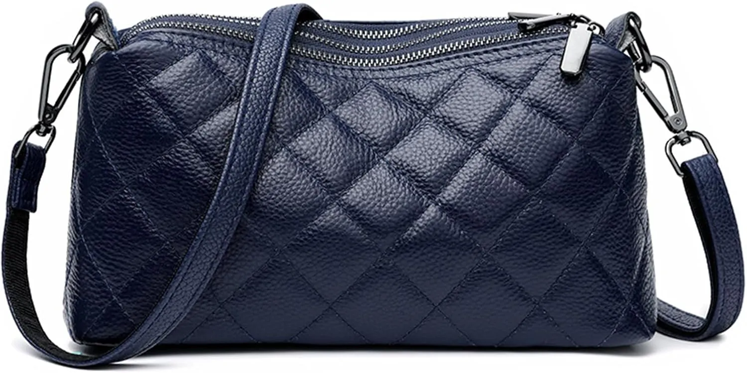 Genuine Leather Crossbody Purses for Women Small Shoulder Handbags Quilted Hobo Bags