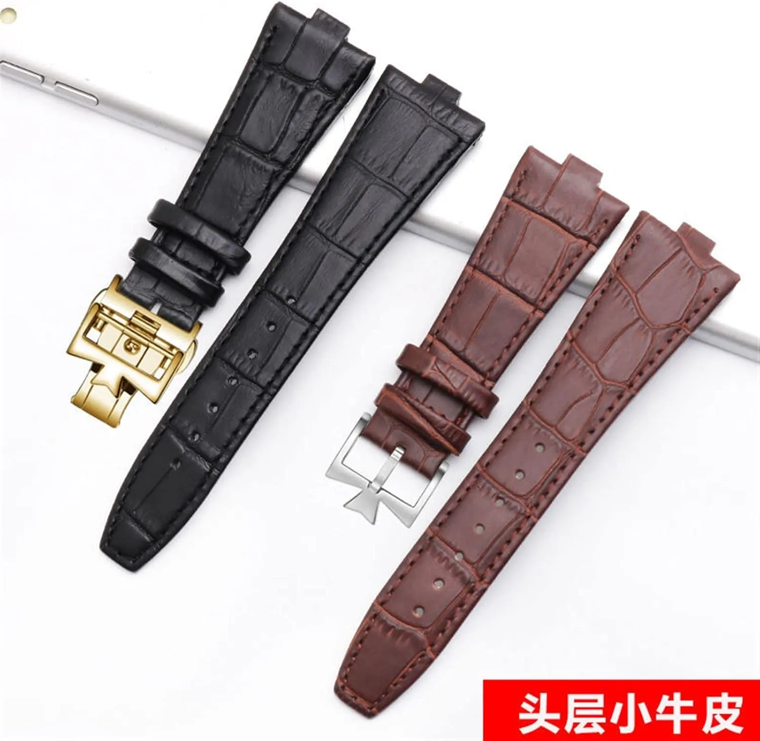 Genuine leather strap is suitable for Vacheron Constantin OVERSEAS Series 4500V 5500V P47040 stainless steel buckle