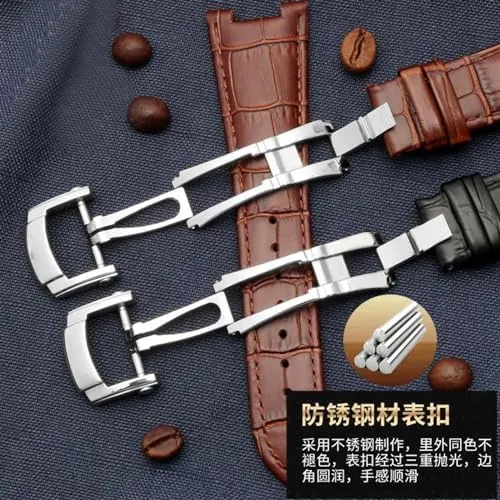 Genuine Leather Watch Band Fit For Patek Philippe 5711 5712G Nautilus Brown Black Blue Soft Cowhide Watch Straps 25mmX13mm