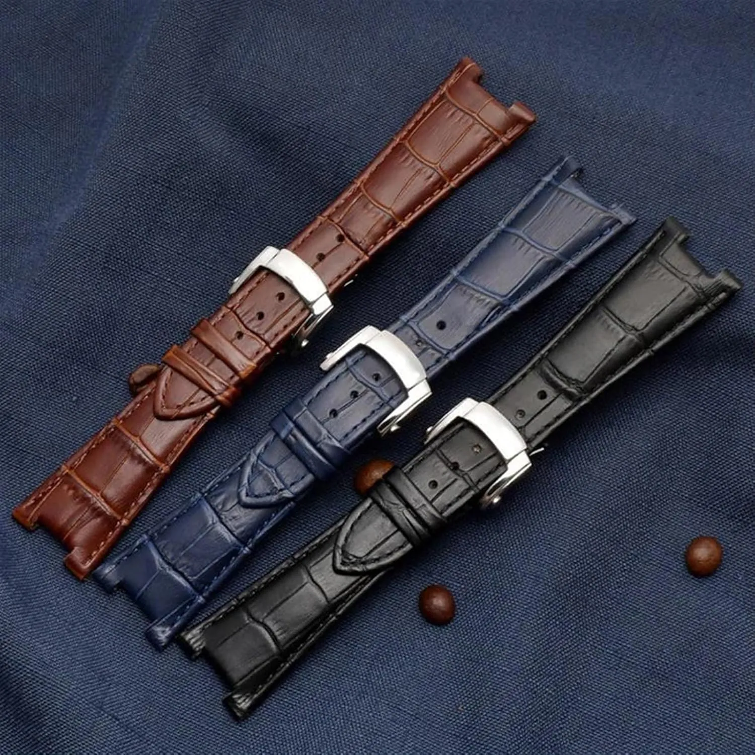 Genuine Leather Watch Band Fit For Patek Philippe 5711 5712G Nautilus Brown Black Blue Soft Cowhide Watch Straps 25mmX13mm