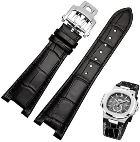 Genuine Leather Watch Band Fit For Patek Philippe 5711 5712G Nautilus Brown Black Blue Soft Cowhide Watch Straps 25mmX13mm