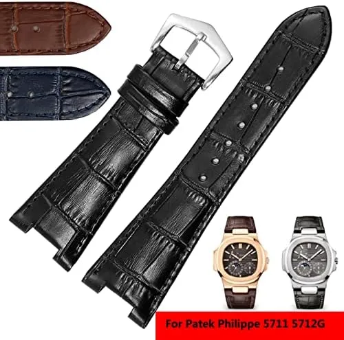Genuine Leather Watch Band For Patek for Philippe 5711 5712G Nautilus Watchs Men and Women Special Notch 25mm*12mm Watch Strap