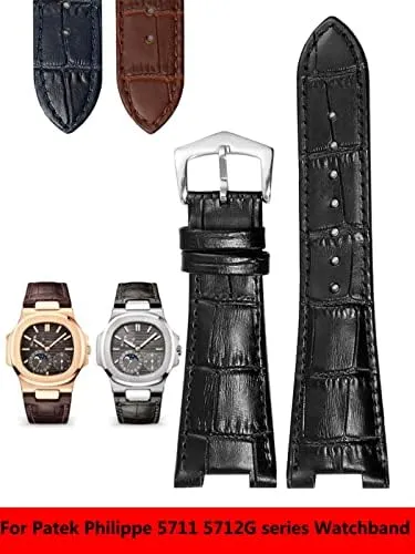 Genuine Leather Watch Band For Patek for Philippe 5711 5712G Nautilus Watchs Men and Women Special Notch 25mm*12mm Watch Strap