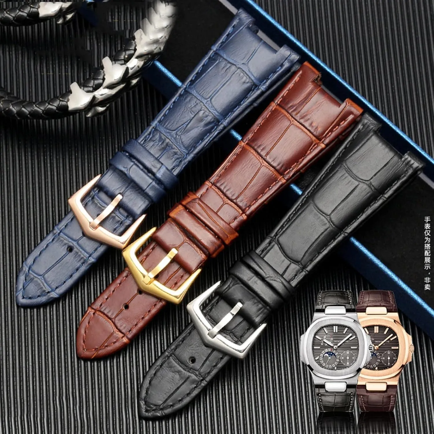Genuine Leather Watch Band For Patek Philippe 5711 5712G Nautilus Watchs Men And Women Special Notch Watch Strap 25mm*12mm