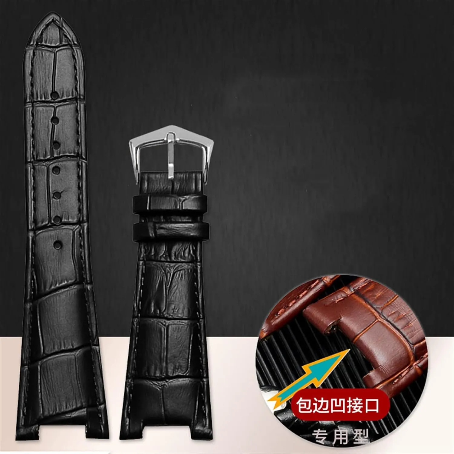 Genuine Leather Watch Band For Patek Philippe 5711 5712G Nautilus Watchs Men And Women Special Notch Watch Strap 25mm*12mm
