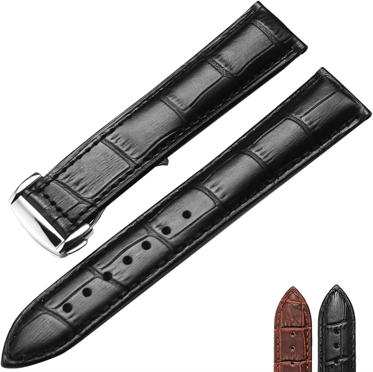 Genuine Leather Watch Strap for Omega Watch Seamaster wristband 19mm 20mm 22mm Deployant Clasp Black Brown Watchband Bracelet