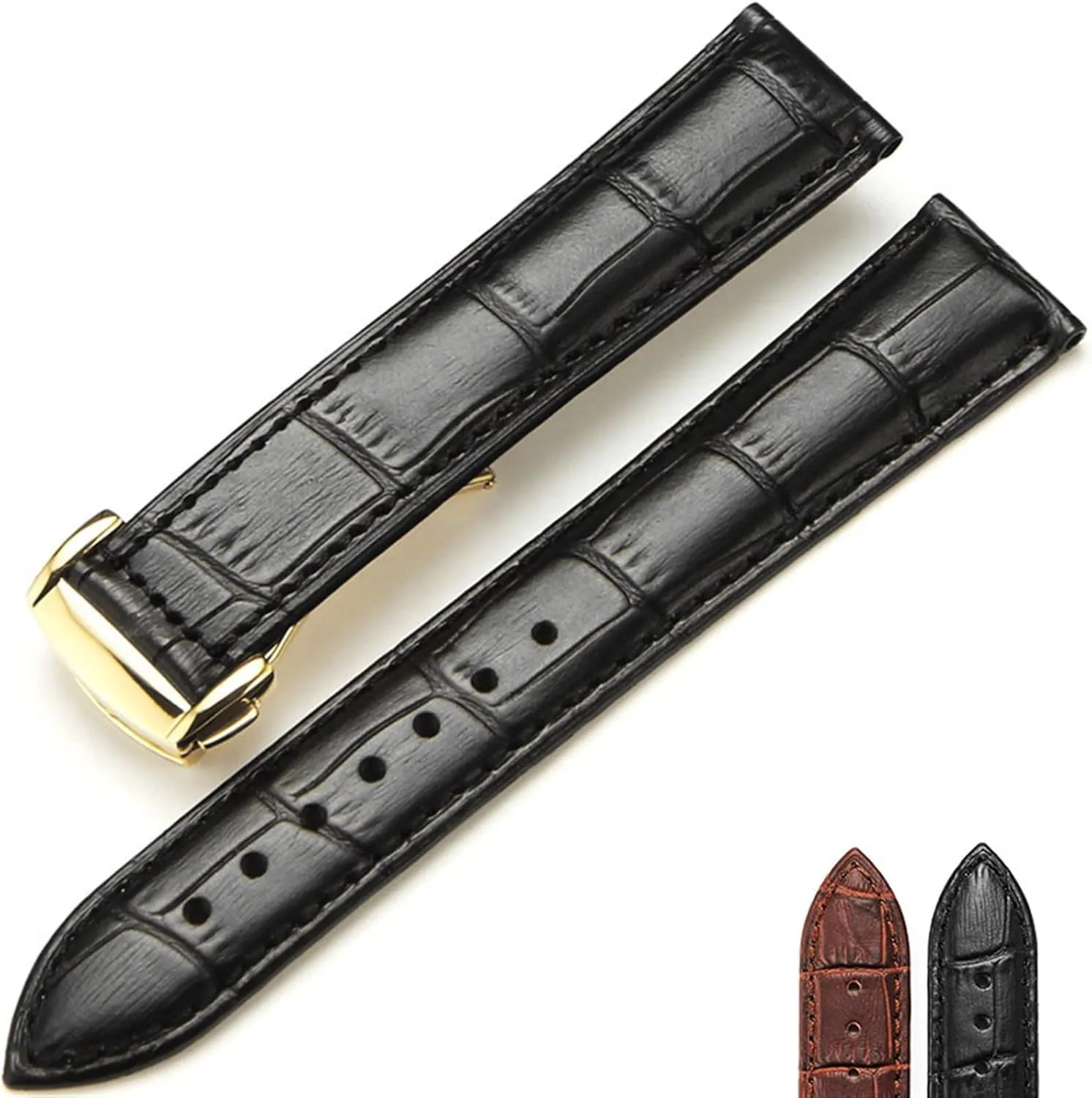 Genuine Leather Watch Strap for Omega Watch Seamaster wristband 19mm 20mm 22mm Deployant Clasp Black Brown Watchband Bracelet