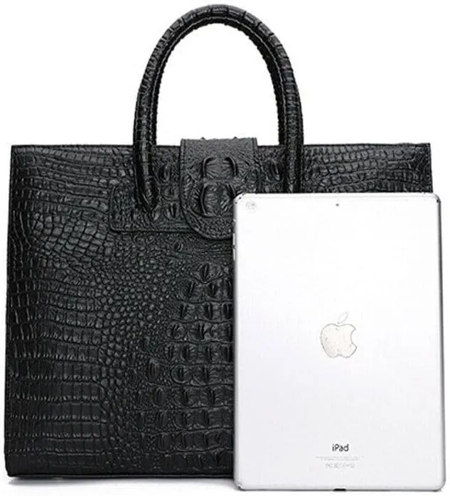 Genuine Leather Women's Handbag Crocodile Pattern Cowhide Tote Bag Shoulder Bag Business Bag for Work