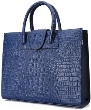 Genuine Leather Women's Handbag Crocodile Pattern Cowhide Tote Bag Shoulder Bag Business Bag for Work