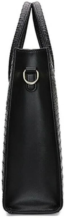 Genuine Leather Women's Handbag Crocodile Pattern Cowhide Tote Bag Shoulder Bag Business Bag for Work