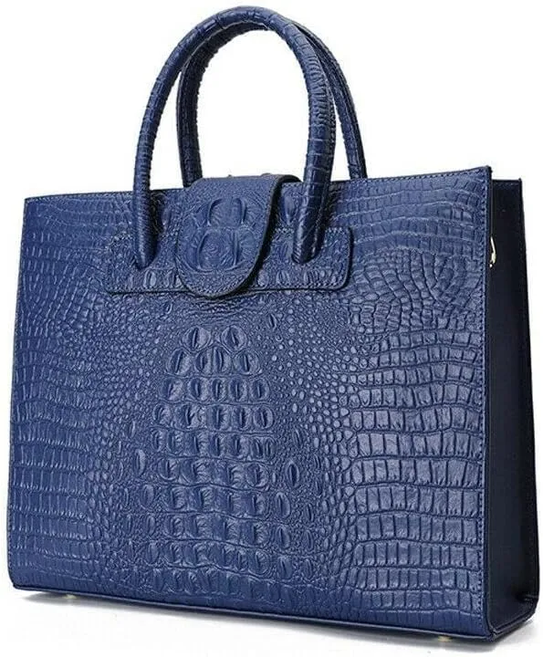 Genuine Leather Women's Handbag Crocodile Pattern Cowhide Tote Bag Shoulder Bag Business Bag for Work