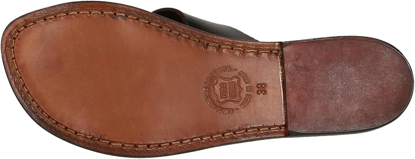 Gianluca - L'artigiano del cuoio Brown Leather Slide Sandals for Women Handmade