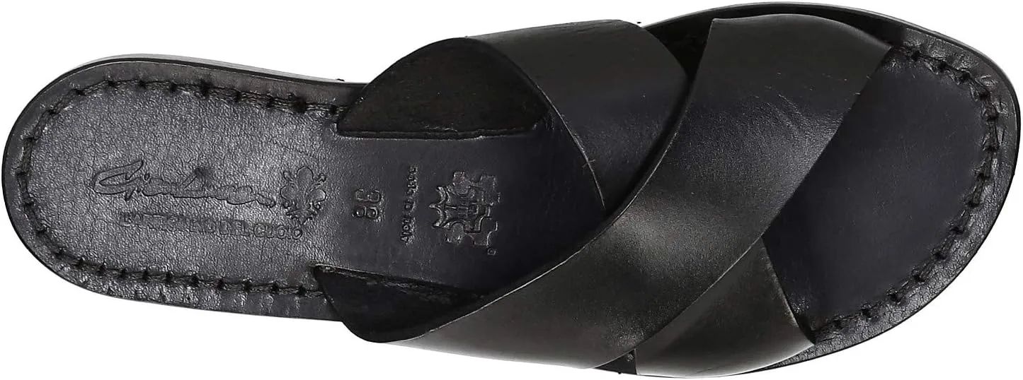 Gianluca - L'artigiano del cuoio Brown Leather Slide Sandals for Women Handmade
