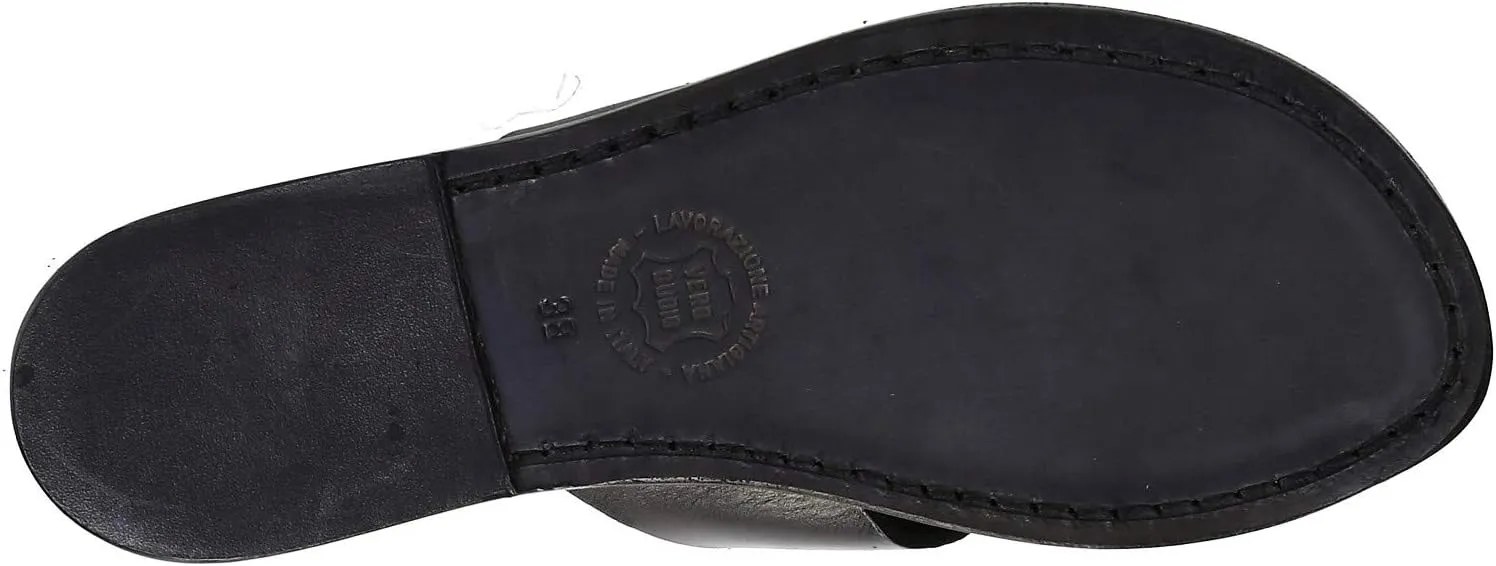 Gianluca - L'artigiano del cuoio Brown Leather Slide Sandals for Women Handmade