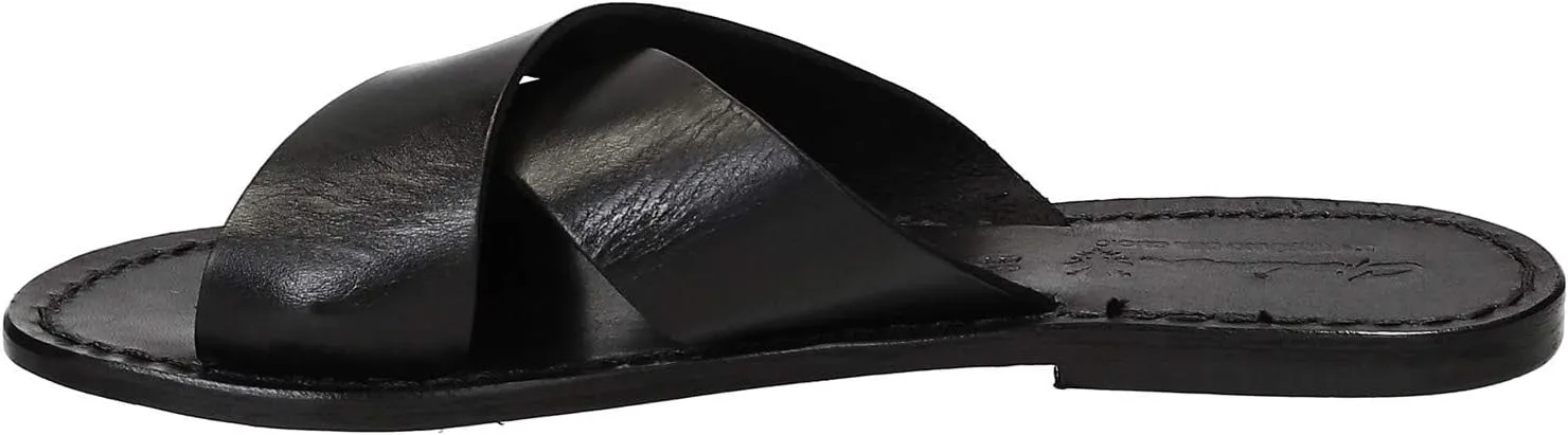 Gianluca - L'artigiano del cuoio Brown Leather Slide Sandals for Women Handmade