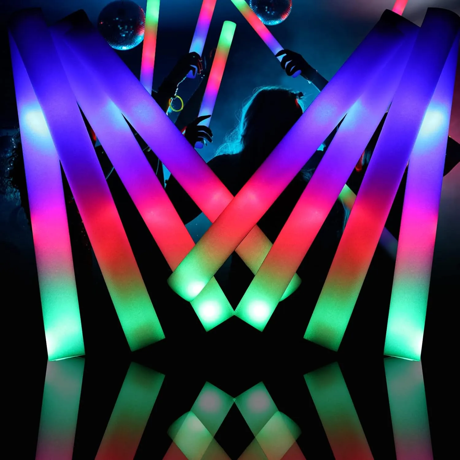 Glow Sticks Bulk, 110 PCS Foam Glow Sticks, LED Foam Sticks in The Dark Party Supplies with 3 Modes Colorful Flashing, Glow Sticks Party Pack for Wedding, Concert, Party, Raves, Events, Birthday